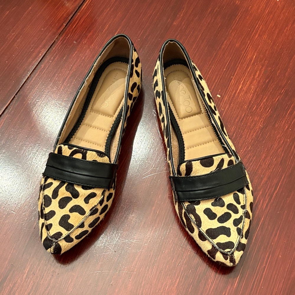 Me Too Leopard Print Flats with Black Detail